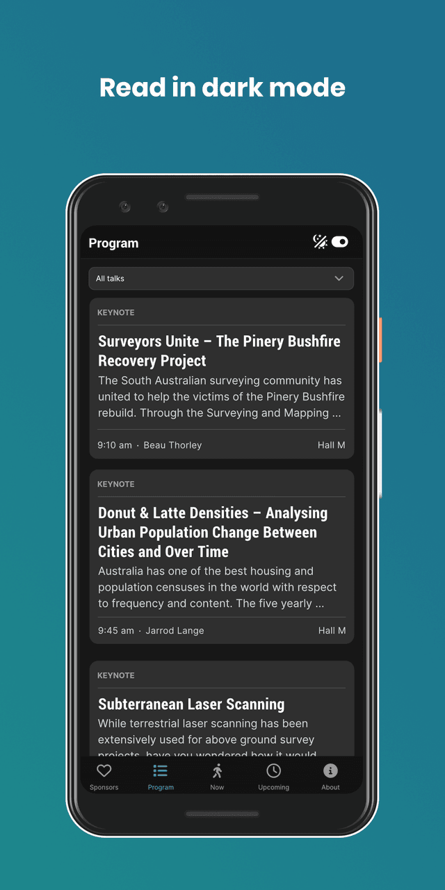 Program page with dark mode