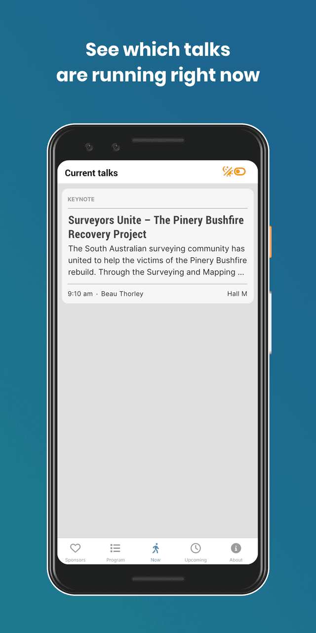 Real-time allows delegates to see which talks are running right now