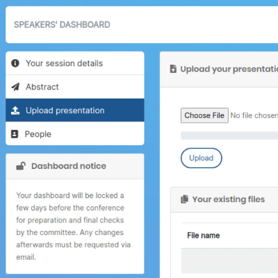 Login page for speakers